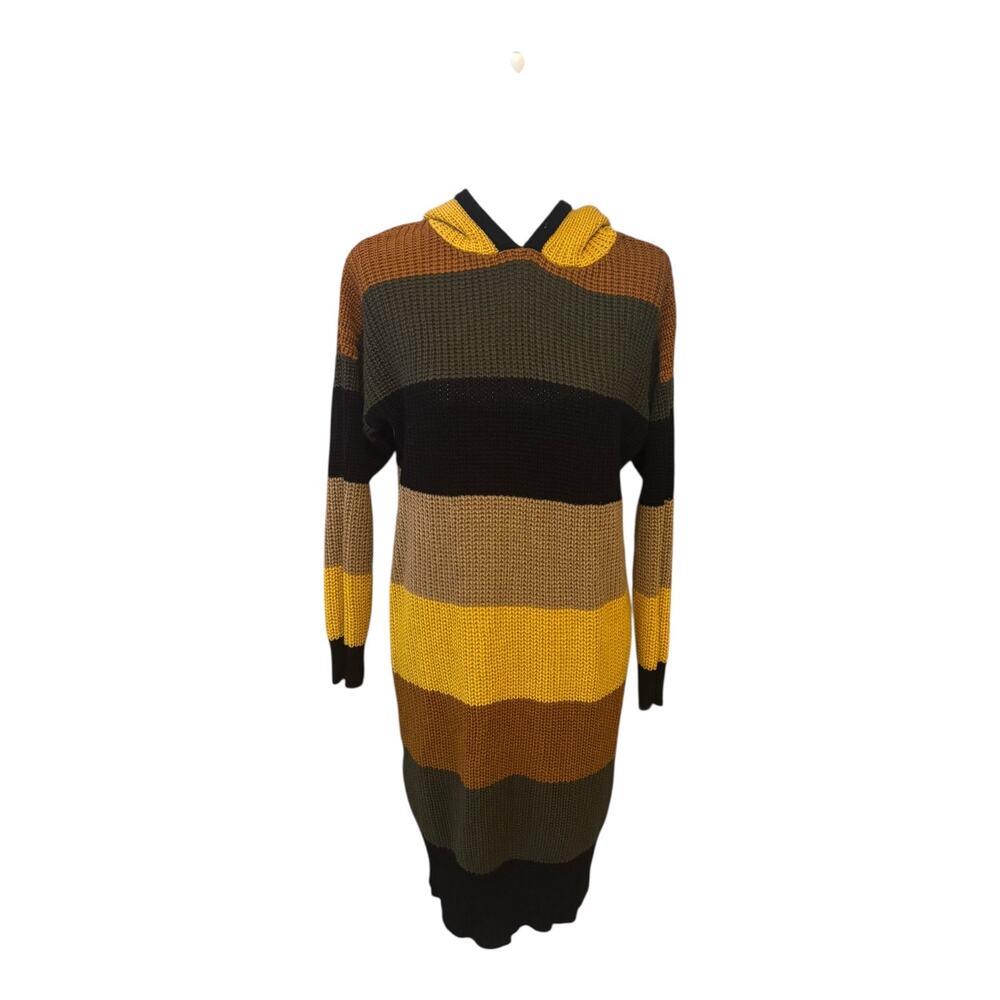 Ashley Stewart Black & Brown Striped Sweater Dress Size 1X